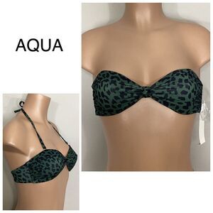 New. AQUA green leopard print bikini top.